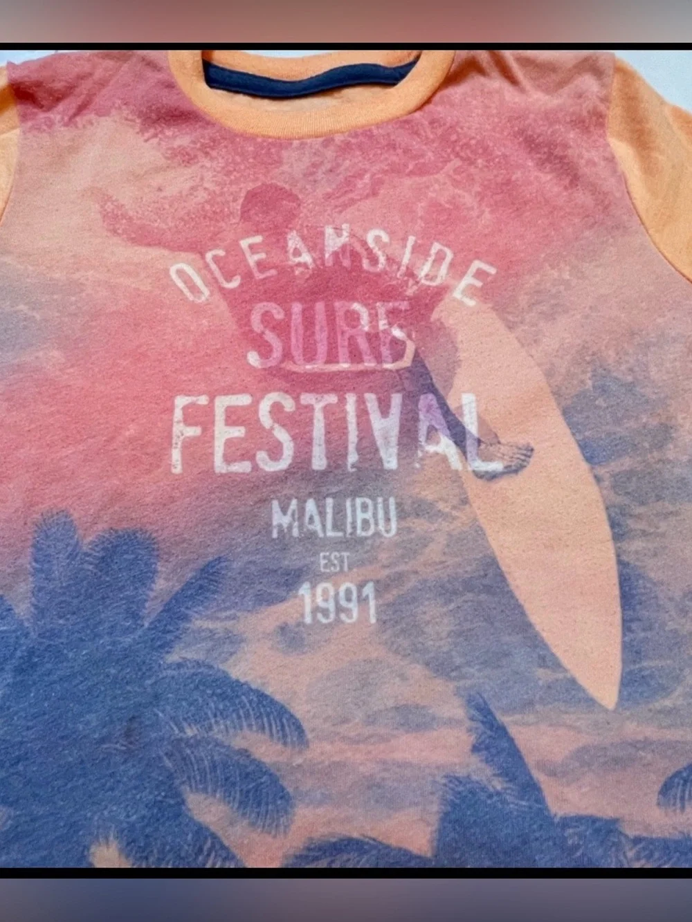 Sonoma Orange Surf Short Sleeve Graphic T-shirt, size 7